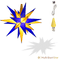Original Herrnhut plastic star, blue/yellow, (Edition Upper Lusatia) ~ 13 cm / 5 inch ø - LED