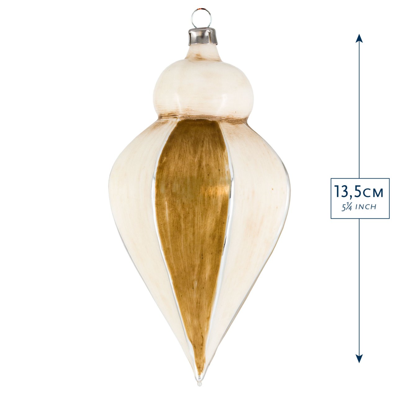 Pointed glass Ornament Ivory Gold