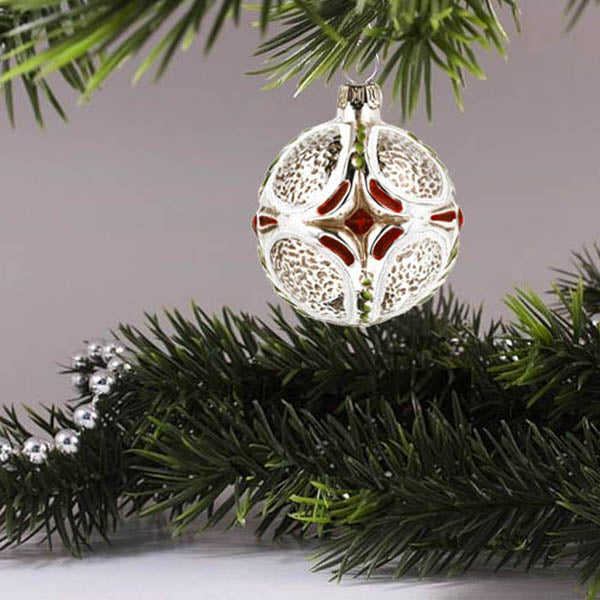 Elegant glass ornament with a cross, adding a touch of faith and tradition to holiday decor.