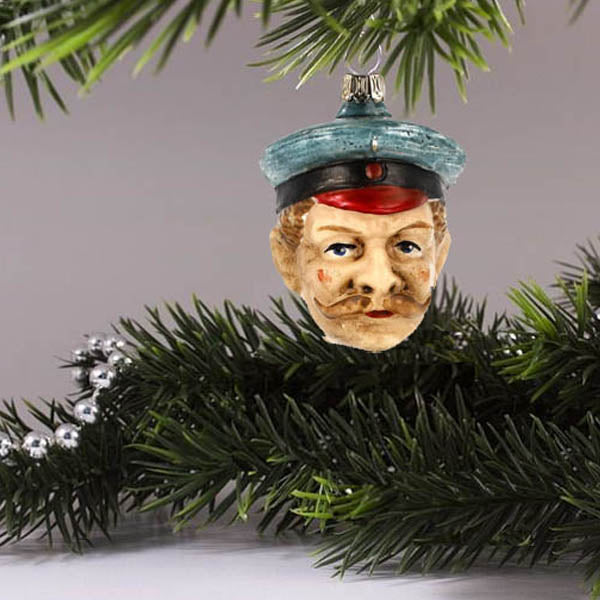 Vintage Glass ornament &#39;Graf Zeppelin&#39; displayed on a Christmas tree.