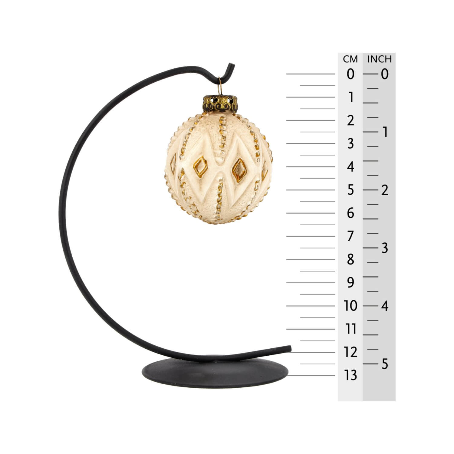 Decorative paper mache ornament 'Rhombus' positioned on a star bow.