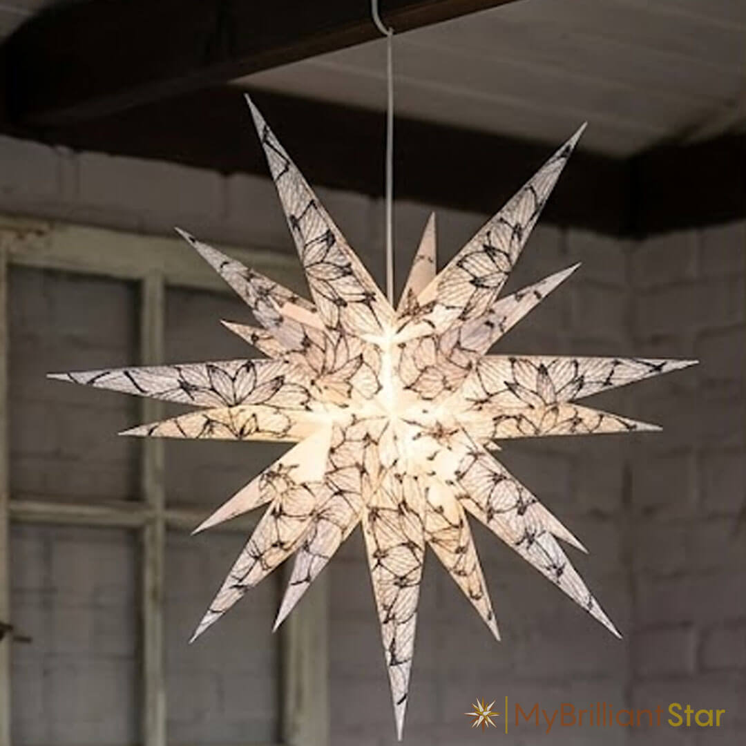 Herrnhuter Nature Edition 2026 Graphic Dahlia hanging from ceiling