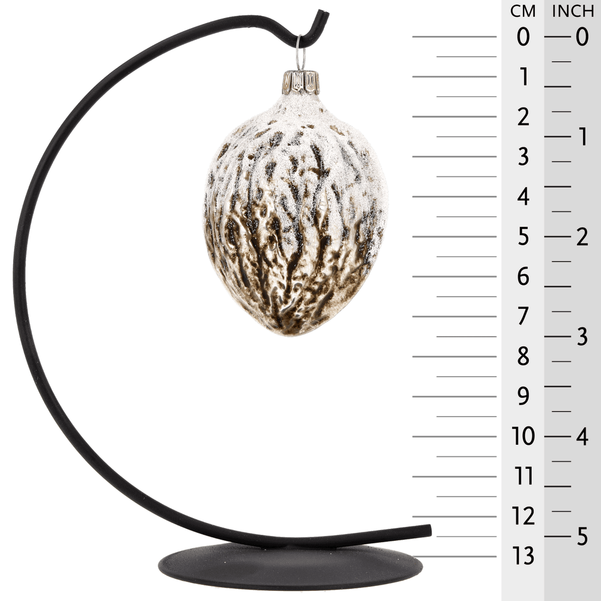 MAROLIN® - Glass ornament &quot;Glittered Walnut&quot; on star bow