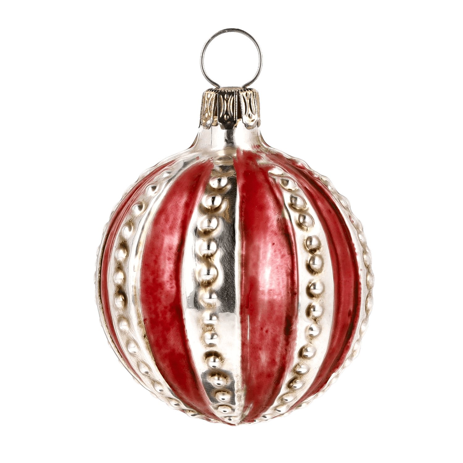 MAROLIN® - Glass ornament "Ball with red Stripes"
