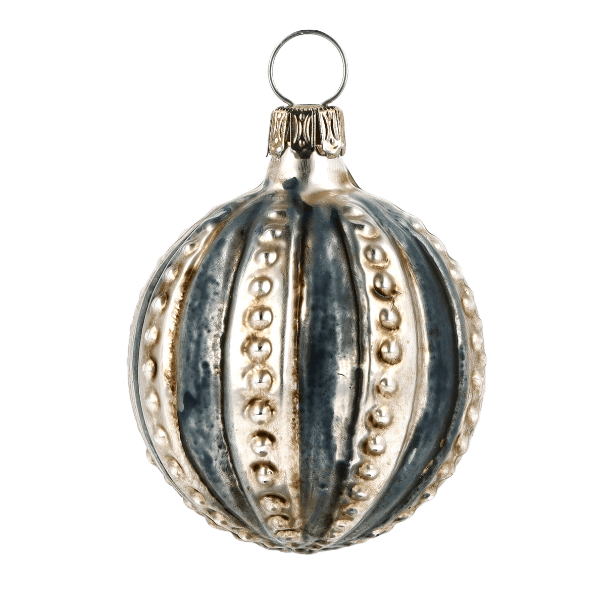 MAROLIN® - Glass ornament &quot;Ball with blue Stripes&quot;