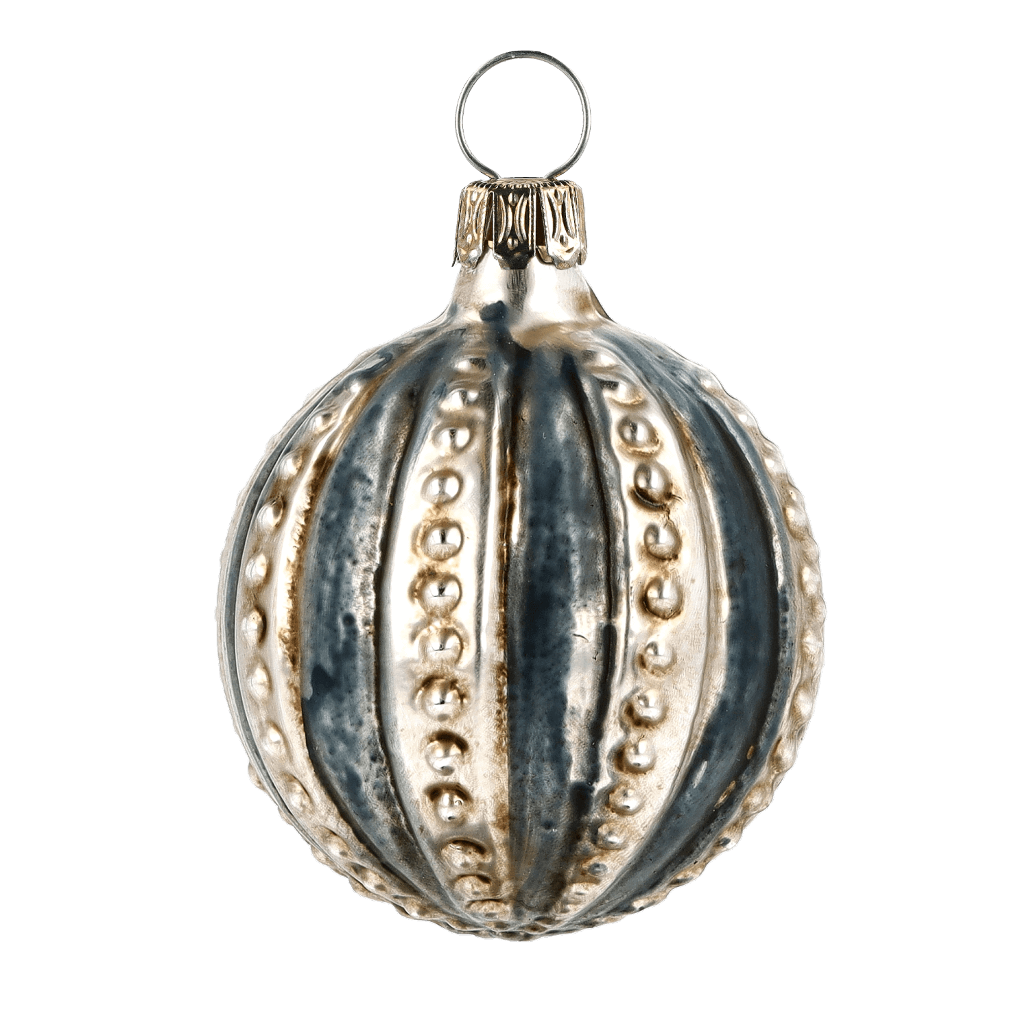 MAROLIN® - Glass ornament "Ball with blue Stripes"