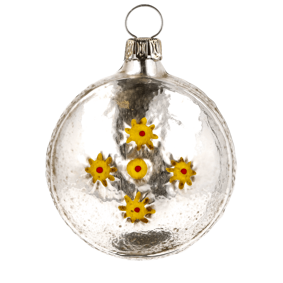 MAROLIN® - Glass ornament &quot;Ball with tree and stars&quot; from the back