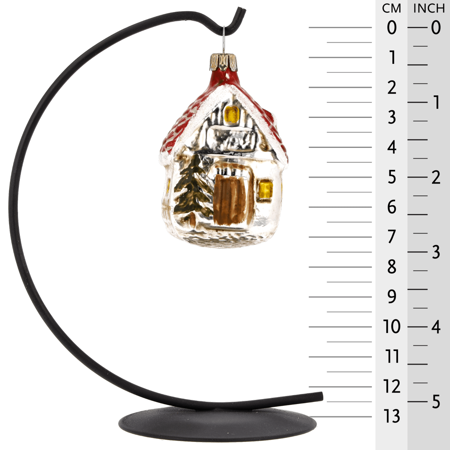 MAROLIN® - Glass ornament "Forest house" hanging on star bow