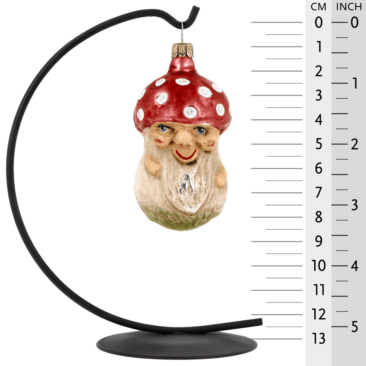 MAROLIN® - Glass ornament &quot;Mushroom with face&quot; hanging on star bow