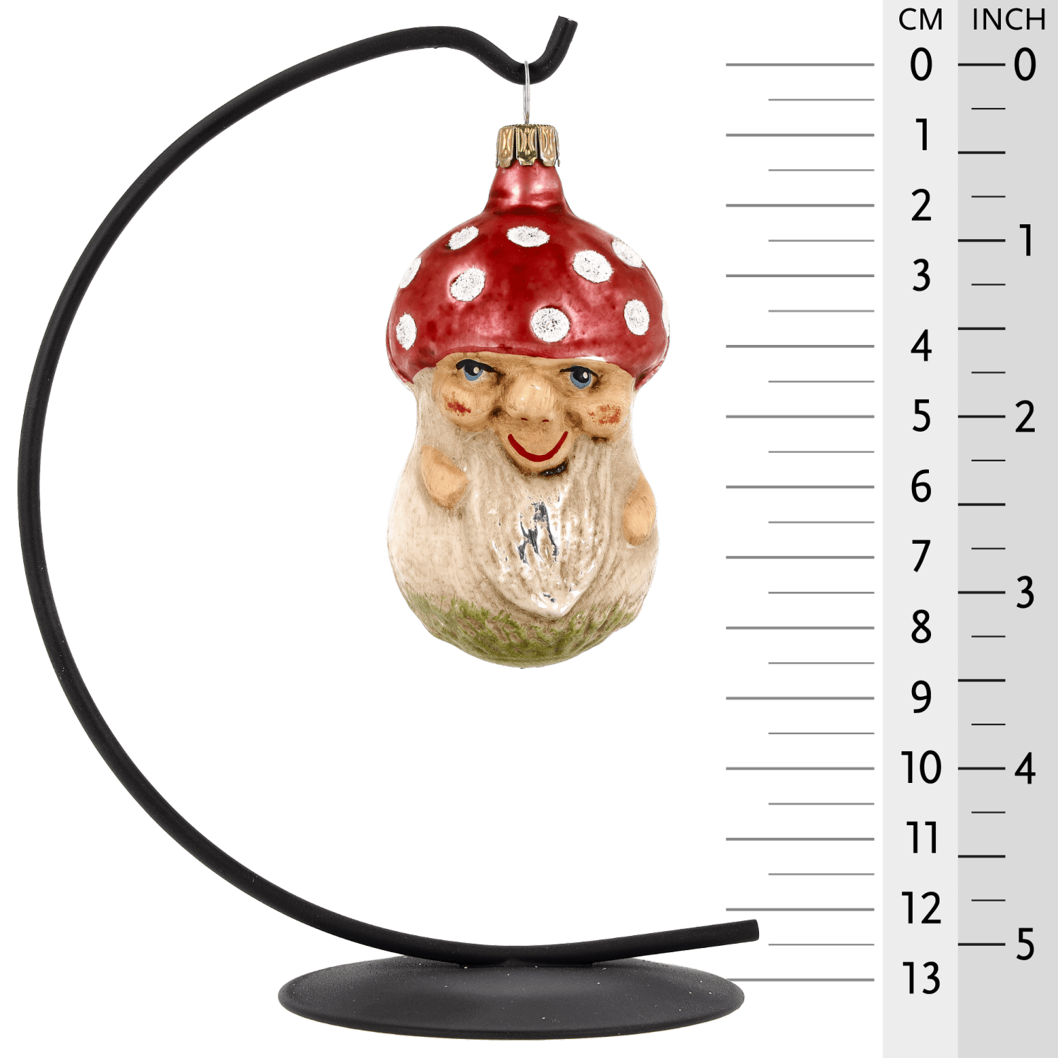 MAROLIN® - Glass ornament "Mushroom with face" hanging on star bow