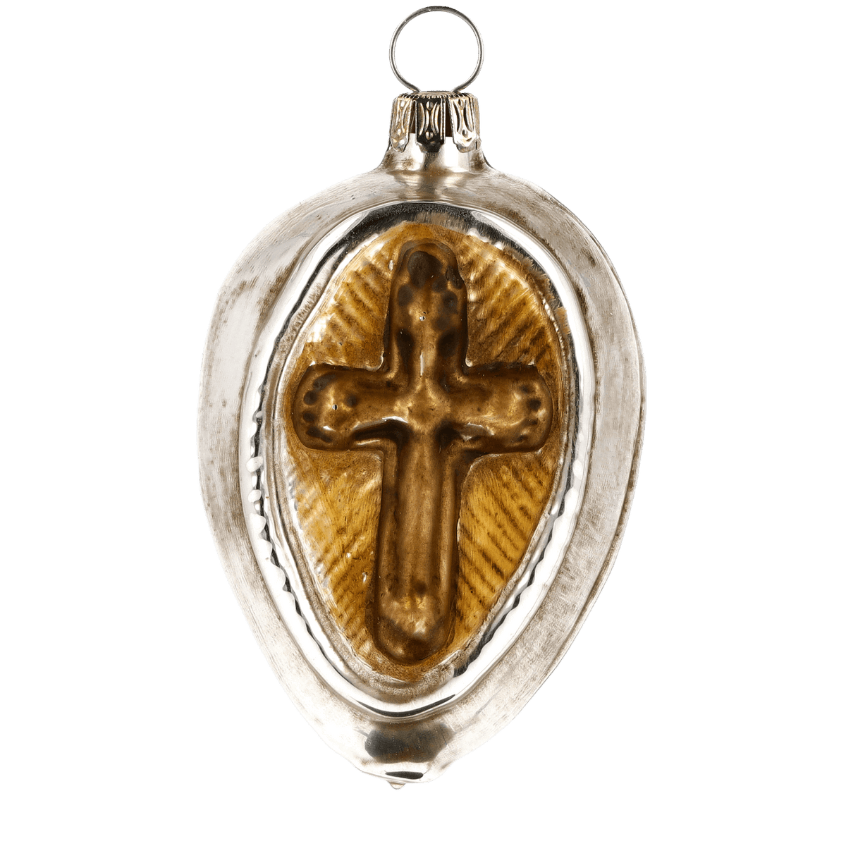 MAROLIN® - Glass ornament &quot;Cross with roses&quot; from the front