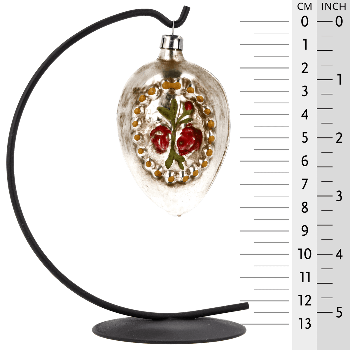 MAROLIN® - Glass ornament &quot;Cross with roses&quot; hanging on a star bow