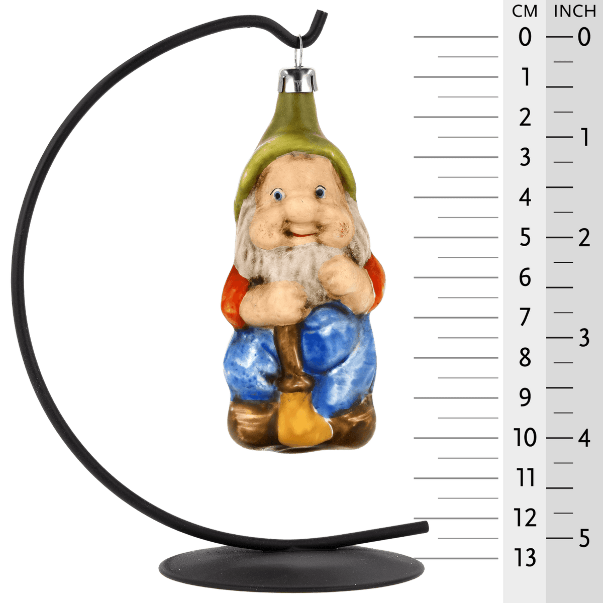 MAROLIN® - Glass ornament &quot;Dwarf with broom&quot; on star bow