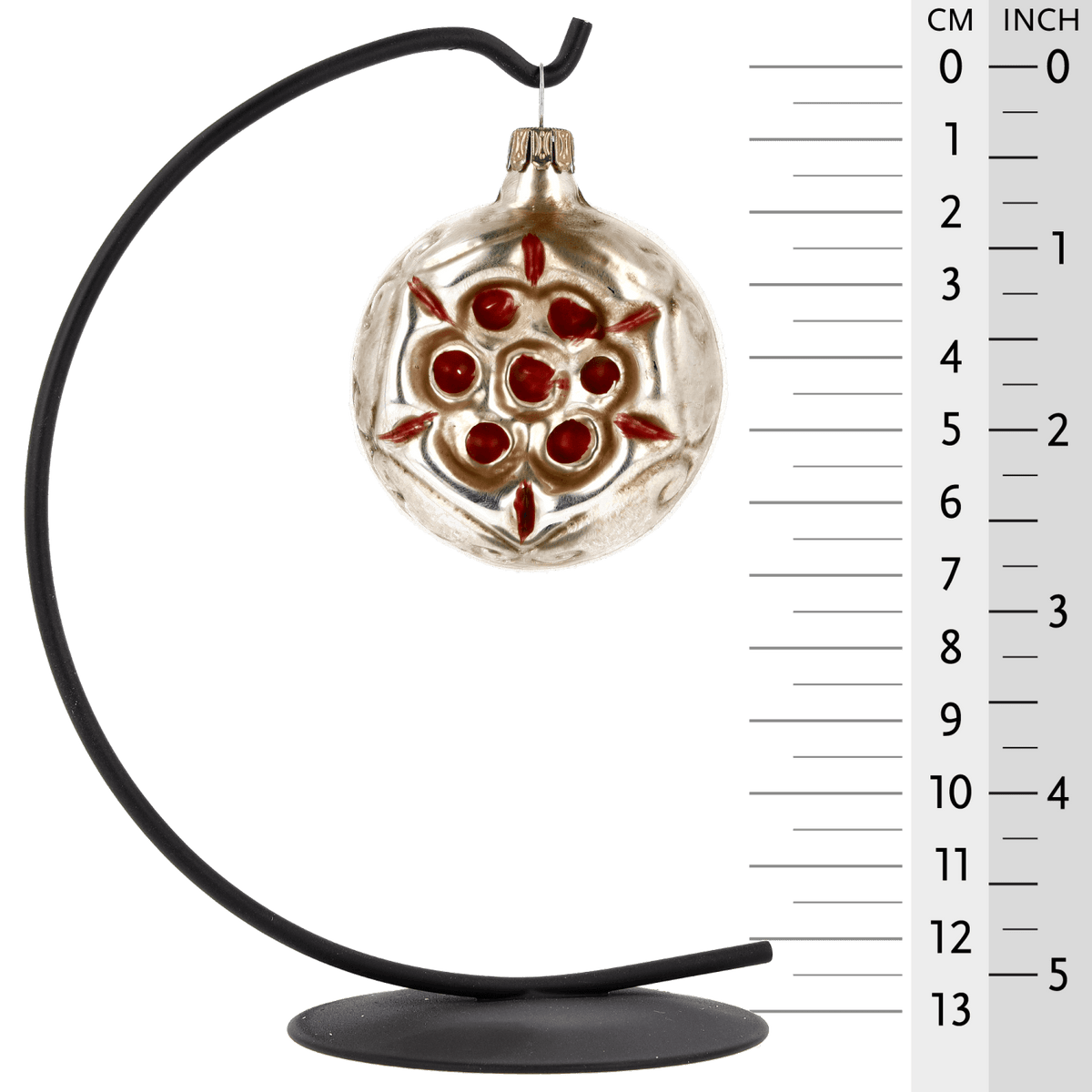 MAROLIN® - Glass ornament &quot;Red Flower&quot; hanging on star bow