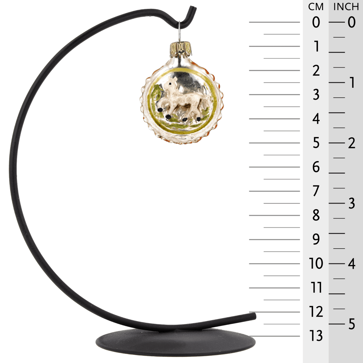 MAROLIN® - Miniature glass ornament &quot;Horse with orange knobs&quot; on star bow