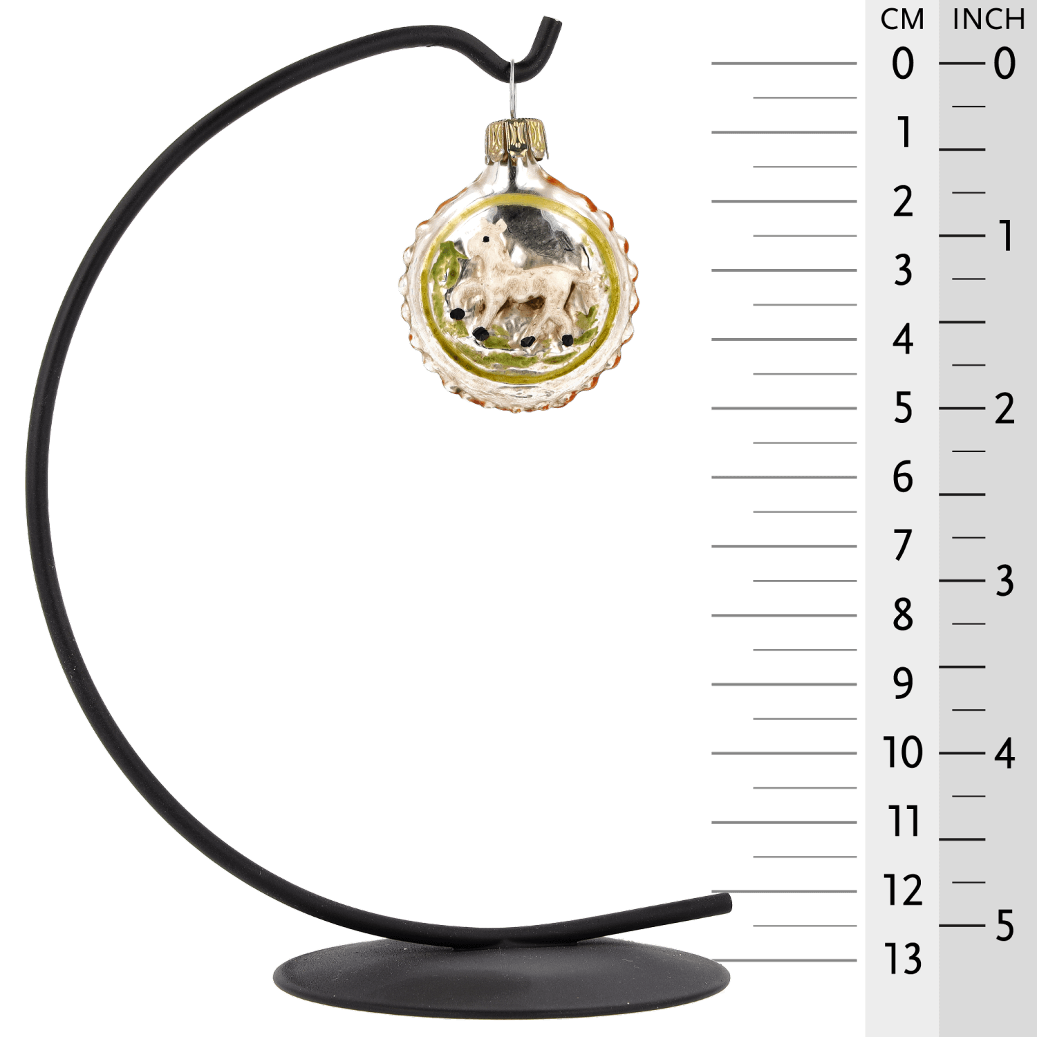 MAROLIN® - Miniature glass ornament "Horse with orange knobs" on star bow