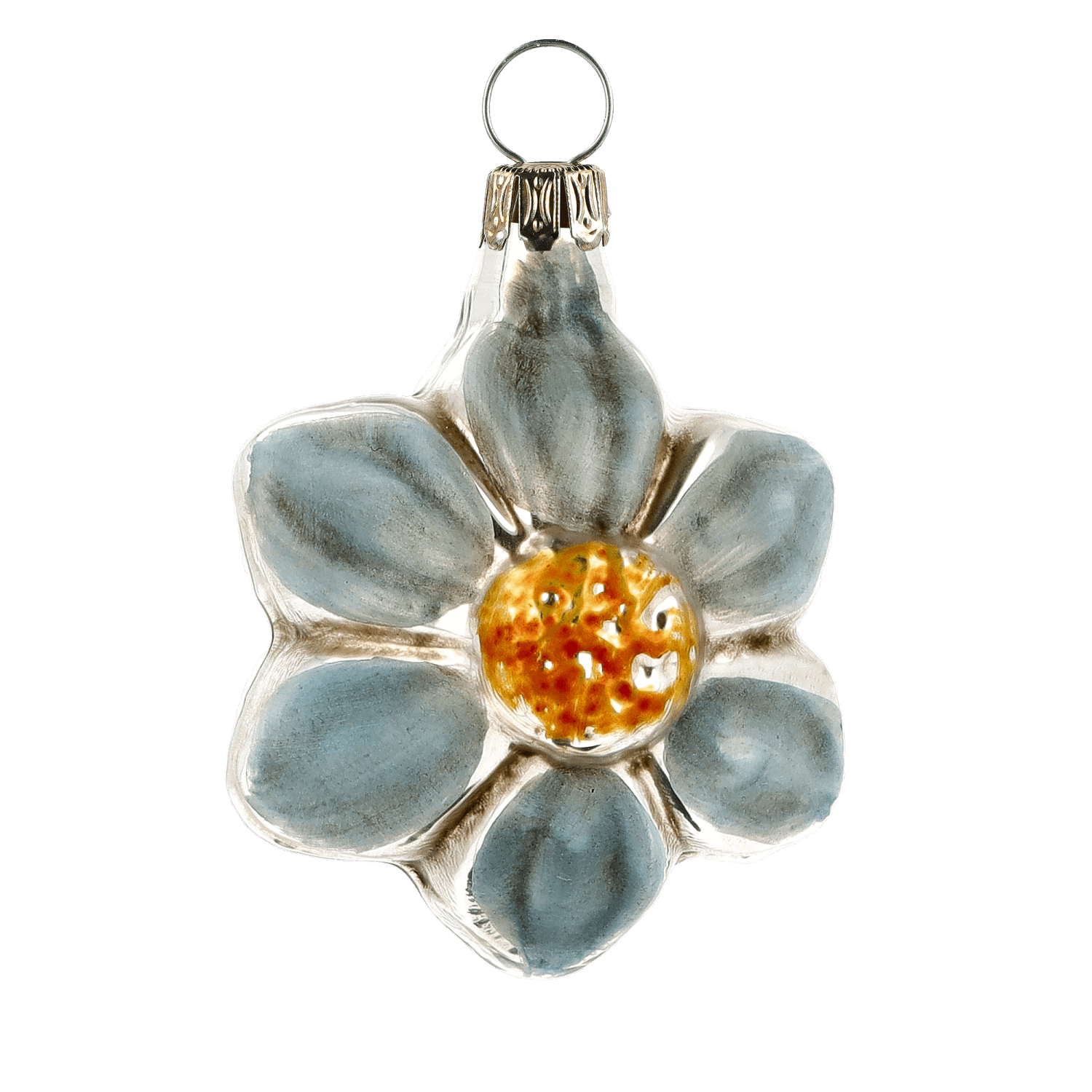 MAROLIN® - Miniature glass ornament "Bloom blue"