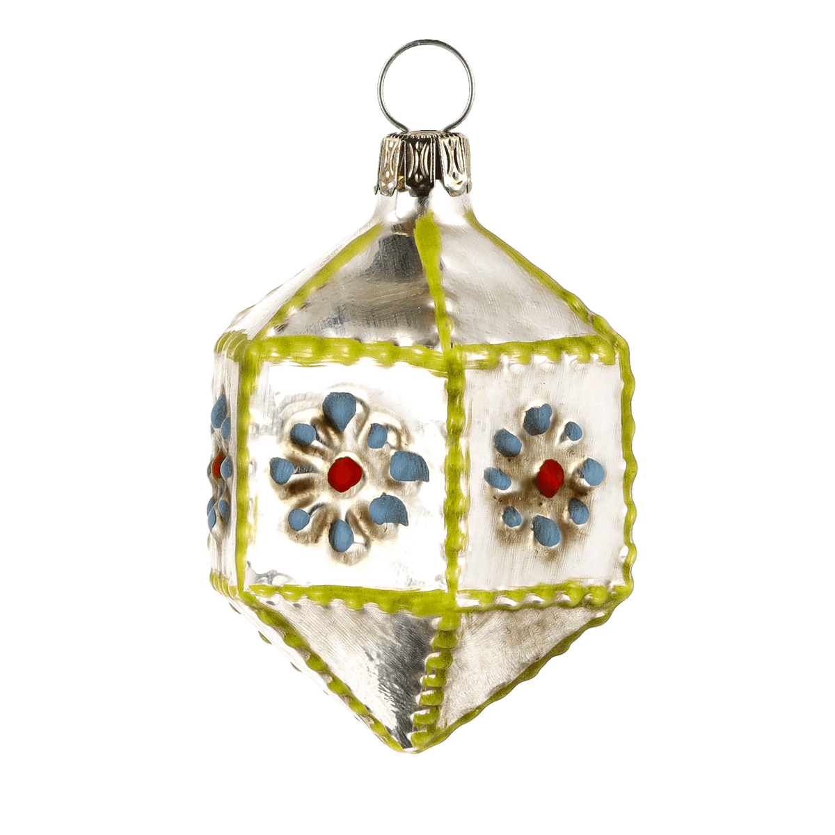 MAROLIN® - Miniature glass ornament &quot;Hexagon with knobs blue&quot;