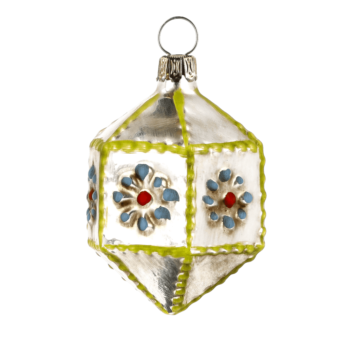 MAROLIN® - Miniature glass ornament "Hexagon with knobs blue"
