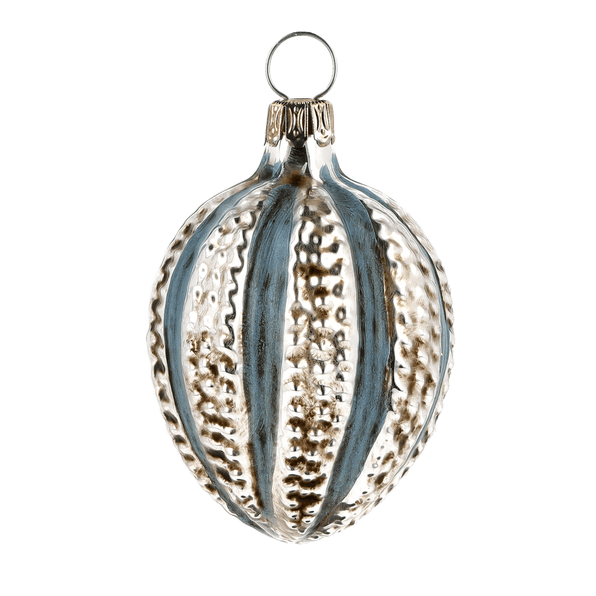 MAROLIN® - Miniature glass ornament &quot;Egg with knobs blue&quot;