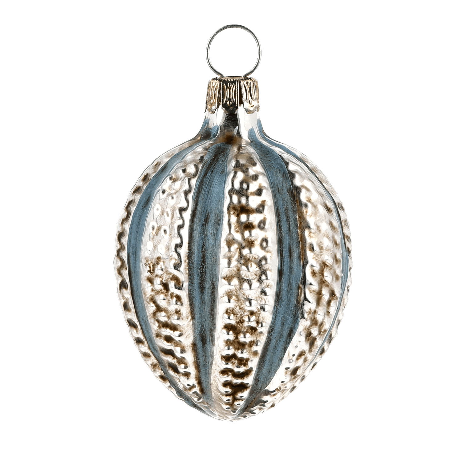 MAROLIN® - Miniature glass ornament "Egg with knobs blue"