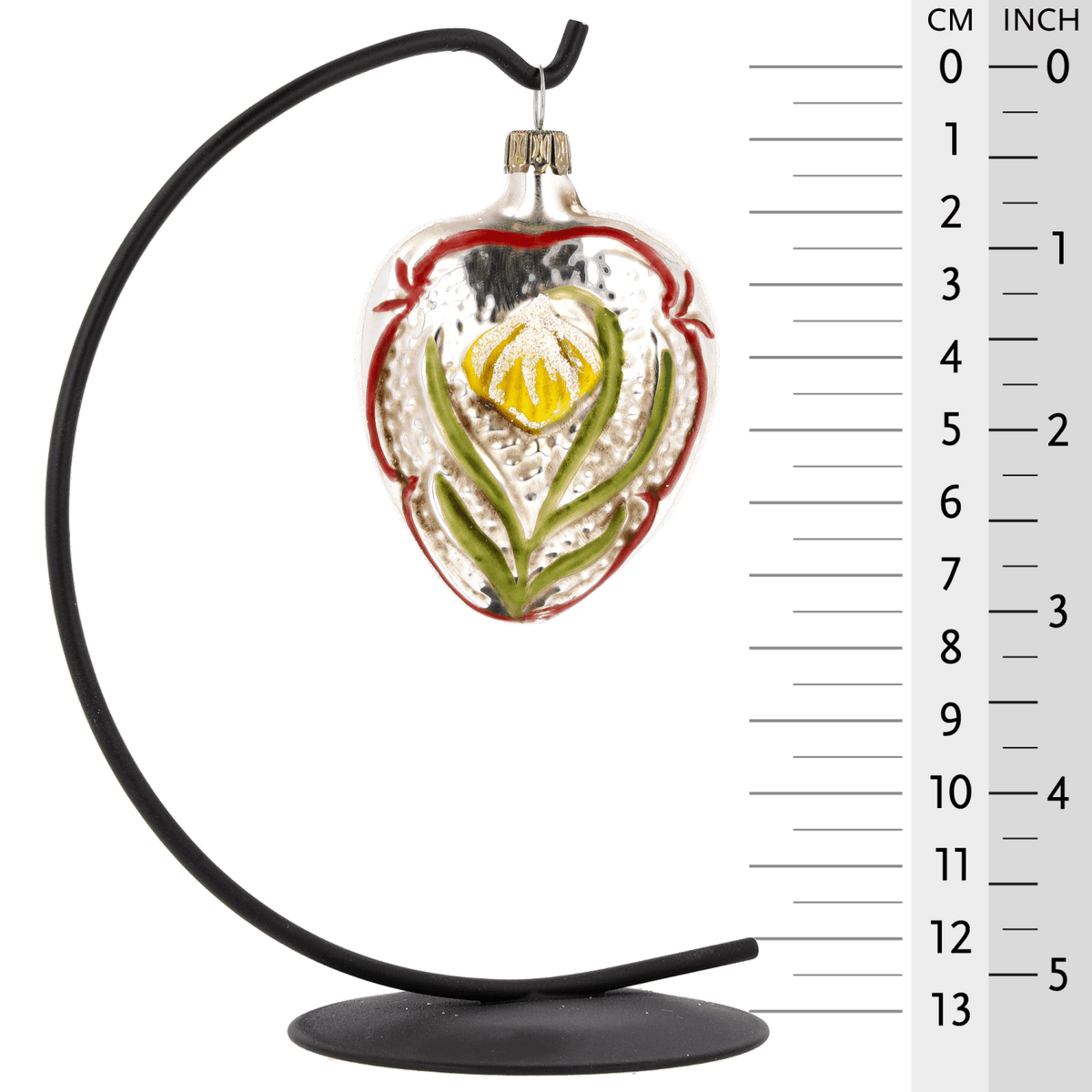 MAROLIN® - Glass ornament &quot;Heart with snowdrop&quot; hanging on star bow