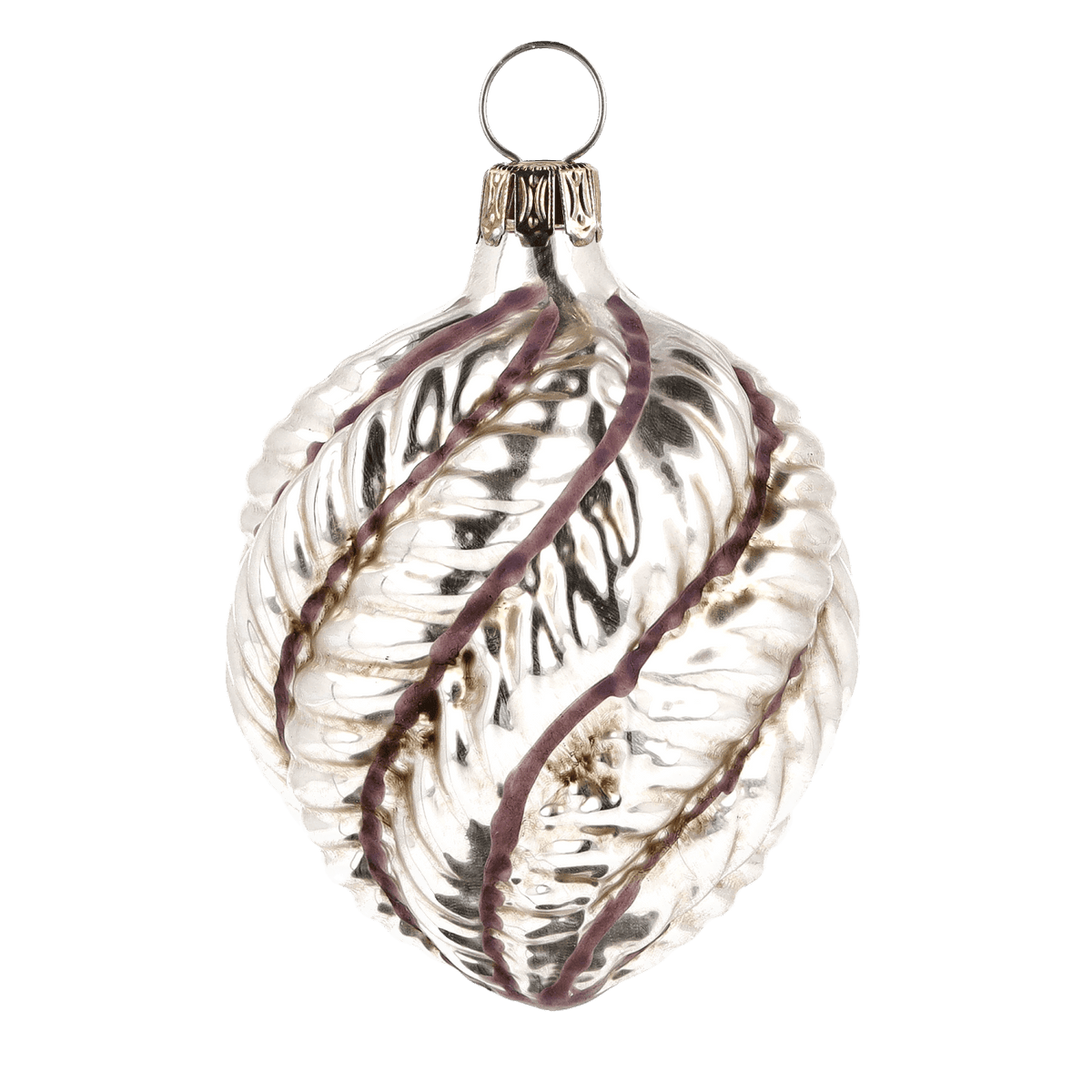 MAROLIN® - Glass ornament &quot;Oval with violet stripes&quot;