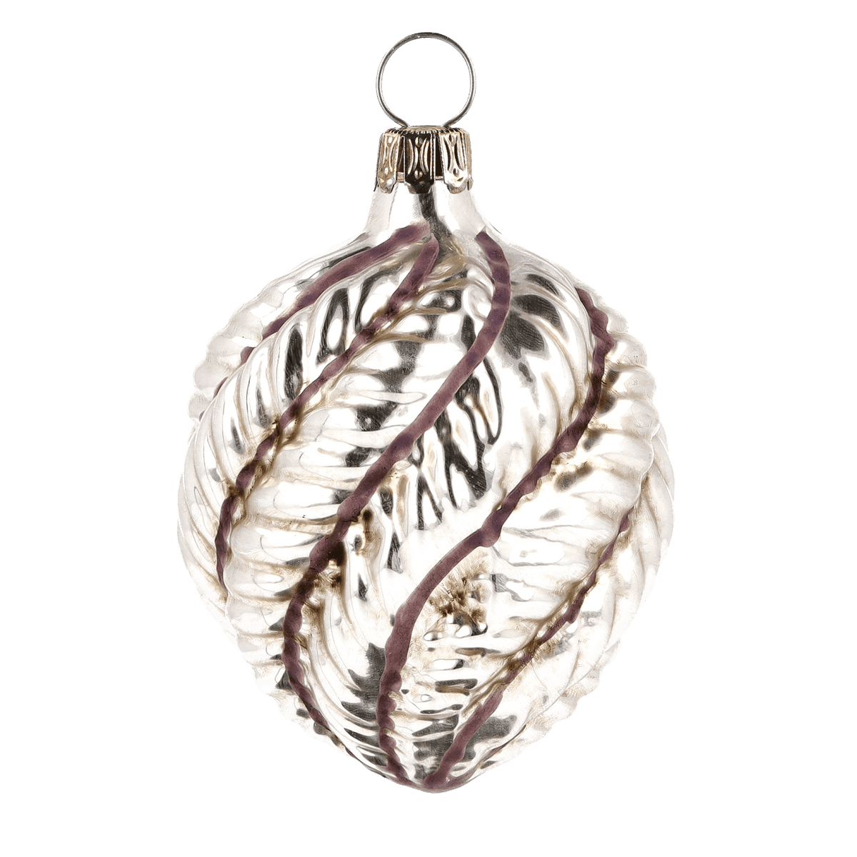 MAROLIN® - Glass ornament &quot;Oval with violet stripes&quot;