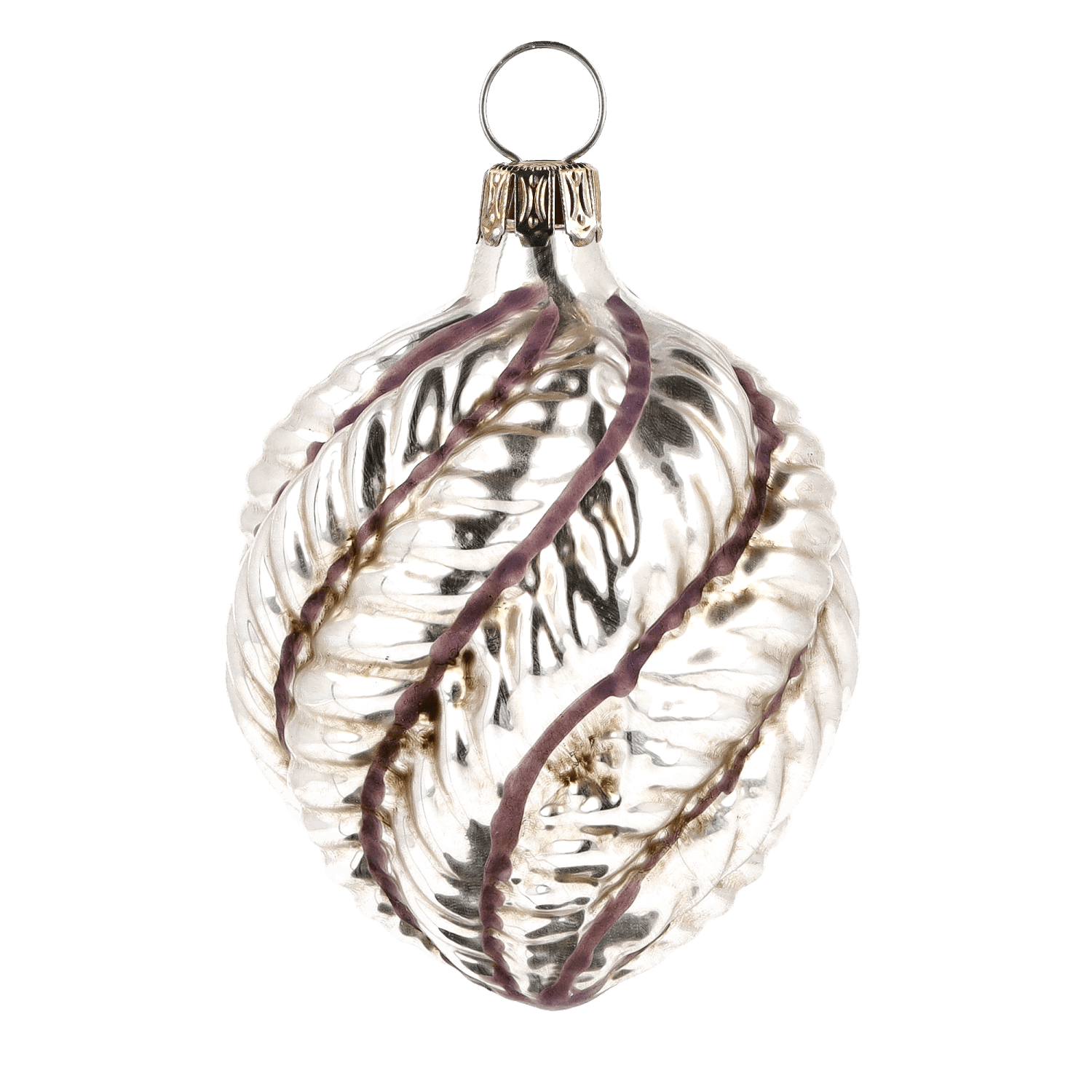 MAROLIN® - Glass ornament "Oval with violet stripes"