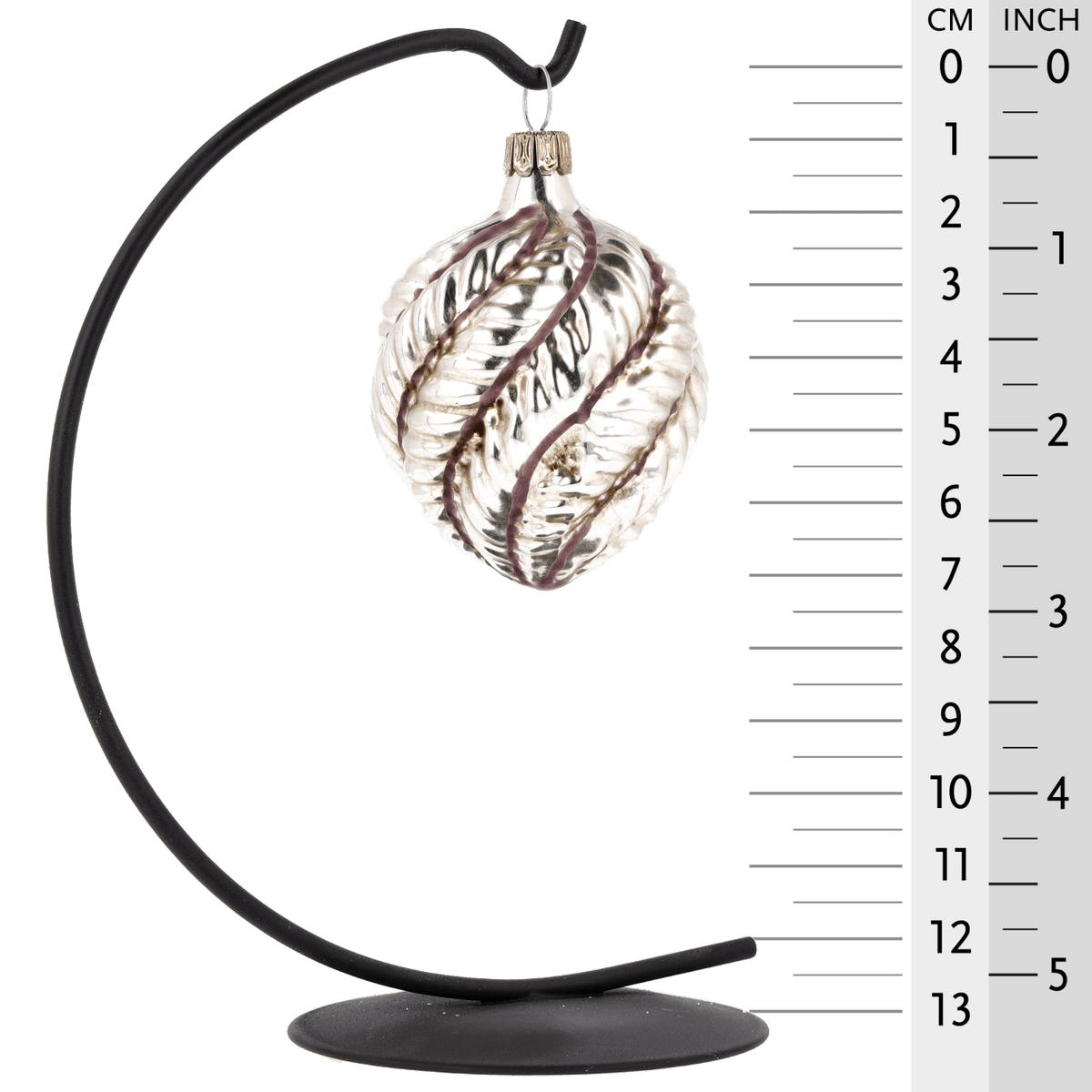 MAROLIN® - Glass ornament &quot;Oval with violet stripes&quot; hanging on star bow