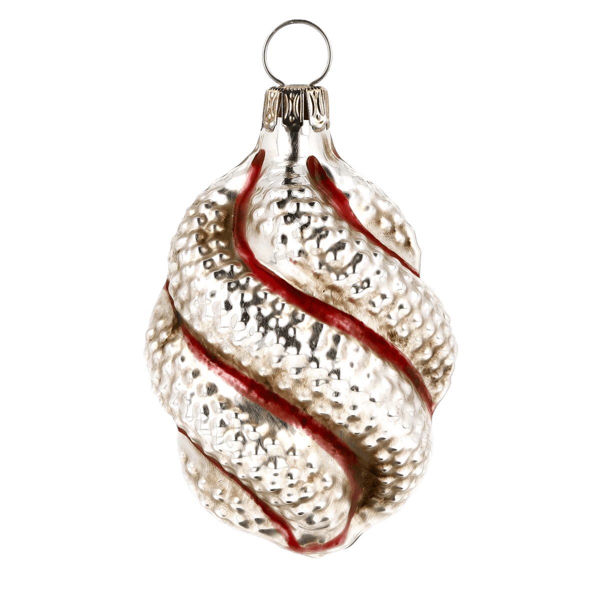 MAROLIN® - Glass ornament &quot;Oval with red stripes&quot;