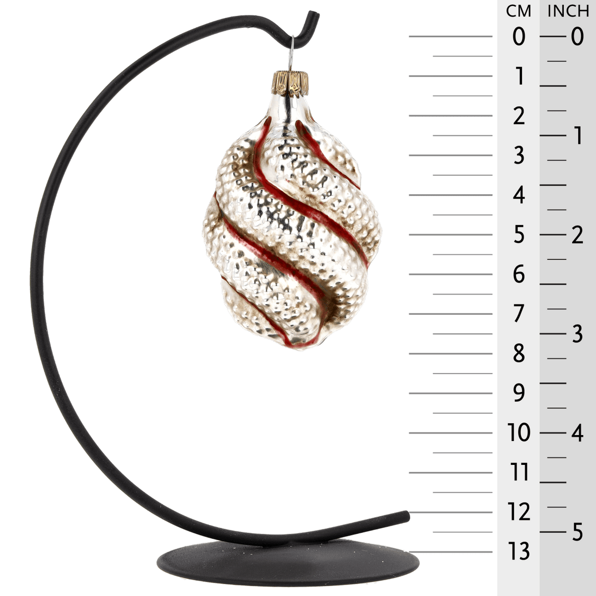 MAROLIN® - Glass ornament &quot;Oval with red stripes&quot;