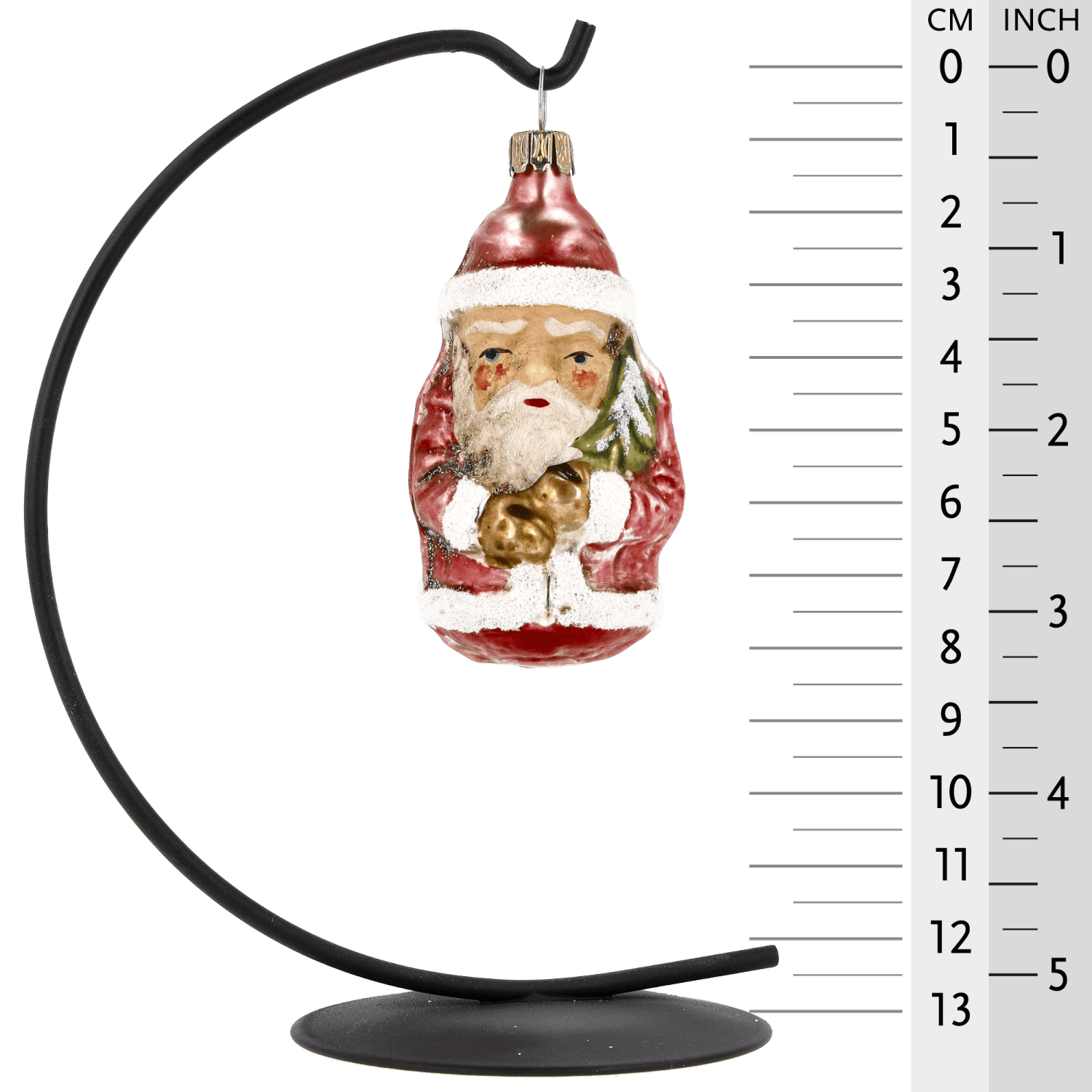 MAROLIN® - Glass ornament "Little Santa" hanging on Herrnhut star bow