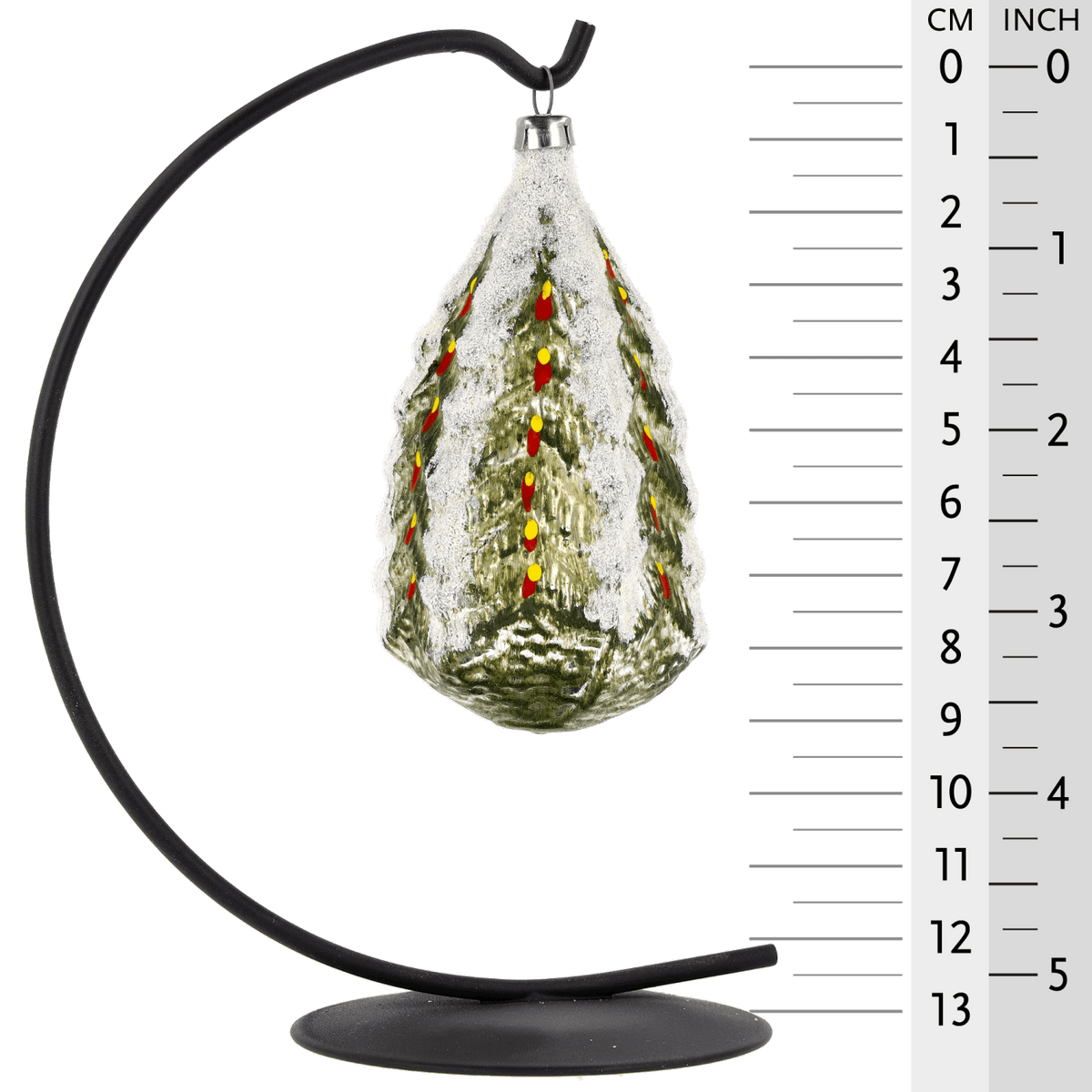 MAROLIN® - Glass ornament &quot;Large spruce&quot; hanging on Herrnhut Star bow