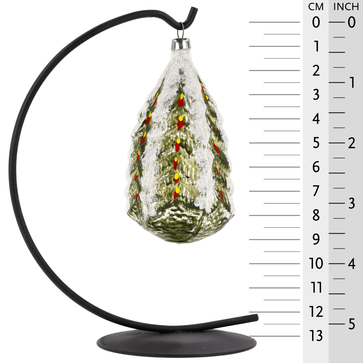 MAROLIN® - Glass ornament "Large spruce" hanging on Herrnhut Star bow
