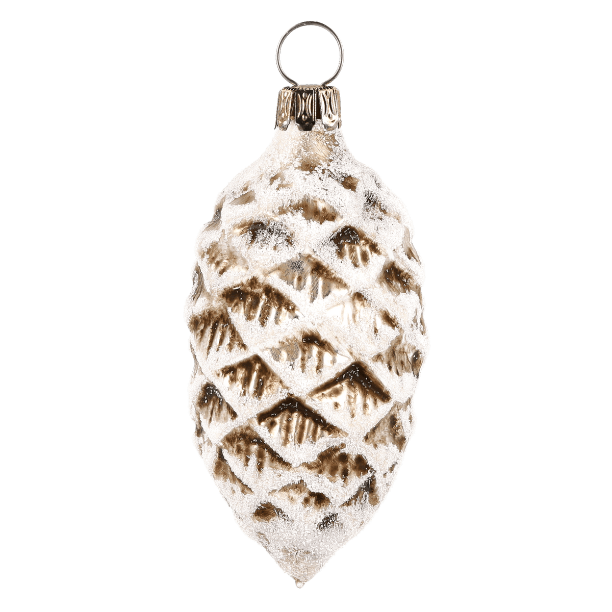 MAROLIN® - Glass ornament &quot;Cone with snow antique white&quot;