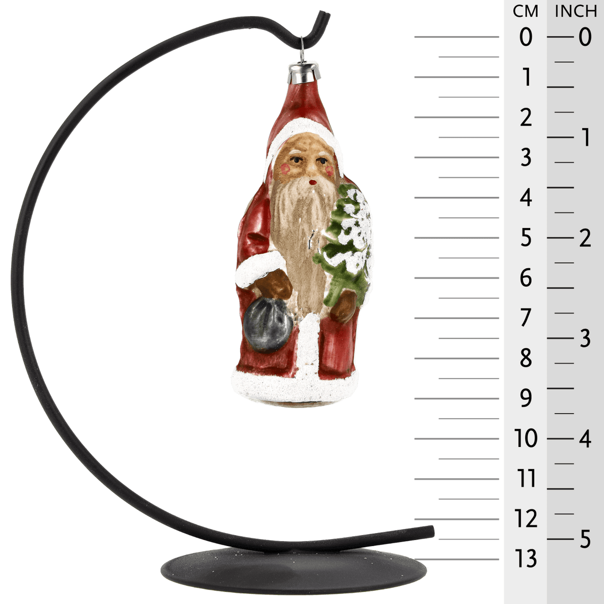 MAROLIN® - Glass ornament &quot;Little Santa with backpack and tree&quot; on a starb bow