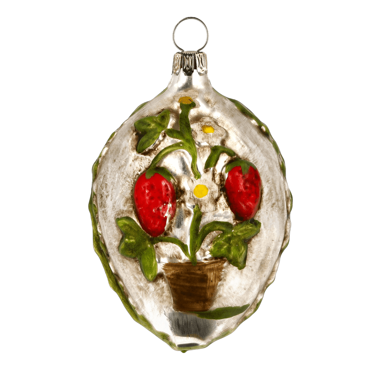 MAROLIN® - Glass ornament &quot;Egg with flowerpot and strawberries&quot;