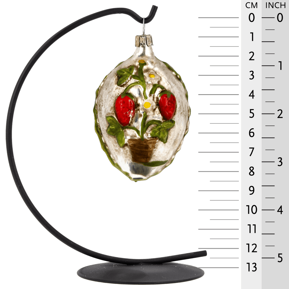 MAROLIN® - Glass ornament &quot;Egg with flowerpot and strawberries&quot;