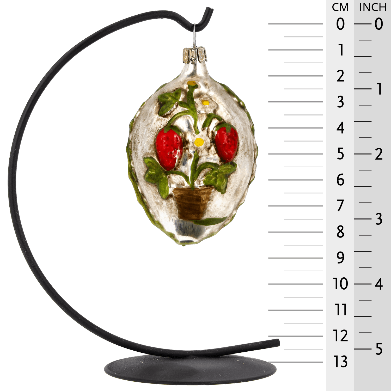 MAROLIN® - Glass ornament "Egg with flowerpot and strawberries"