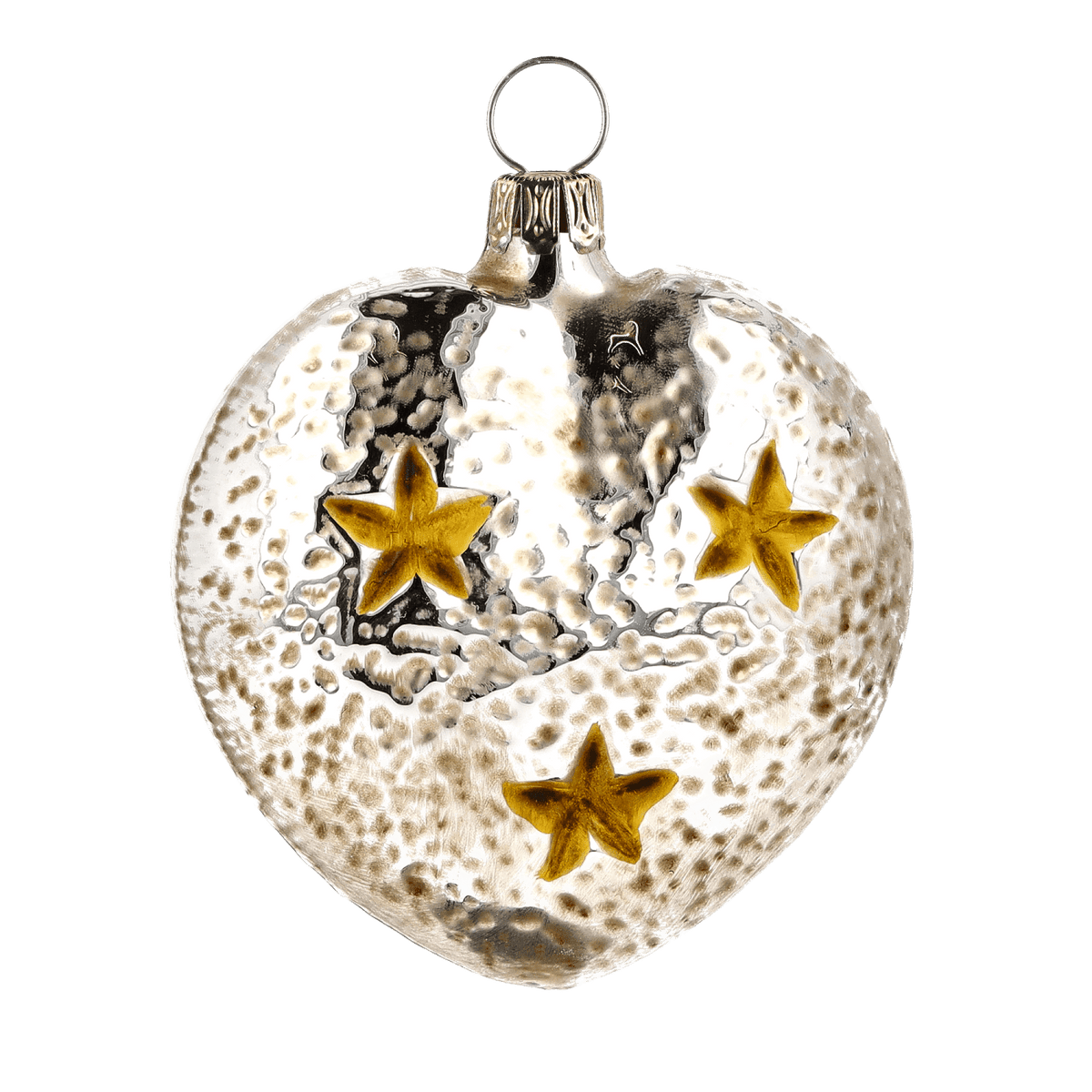 MAROLIN® - Glass ornament &quot;Heart with church and stars red roof&quot; from the back