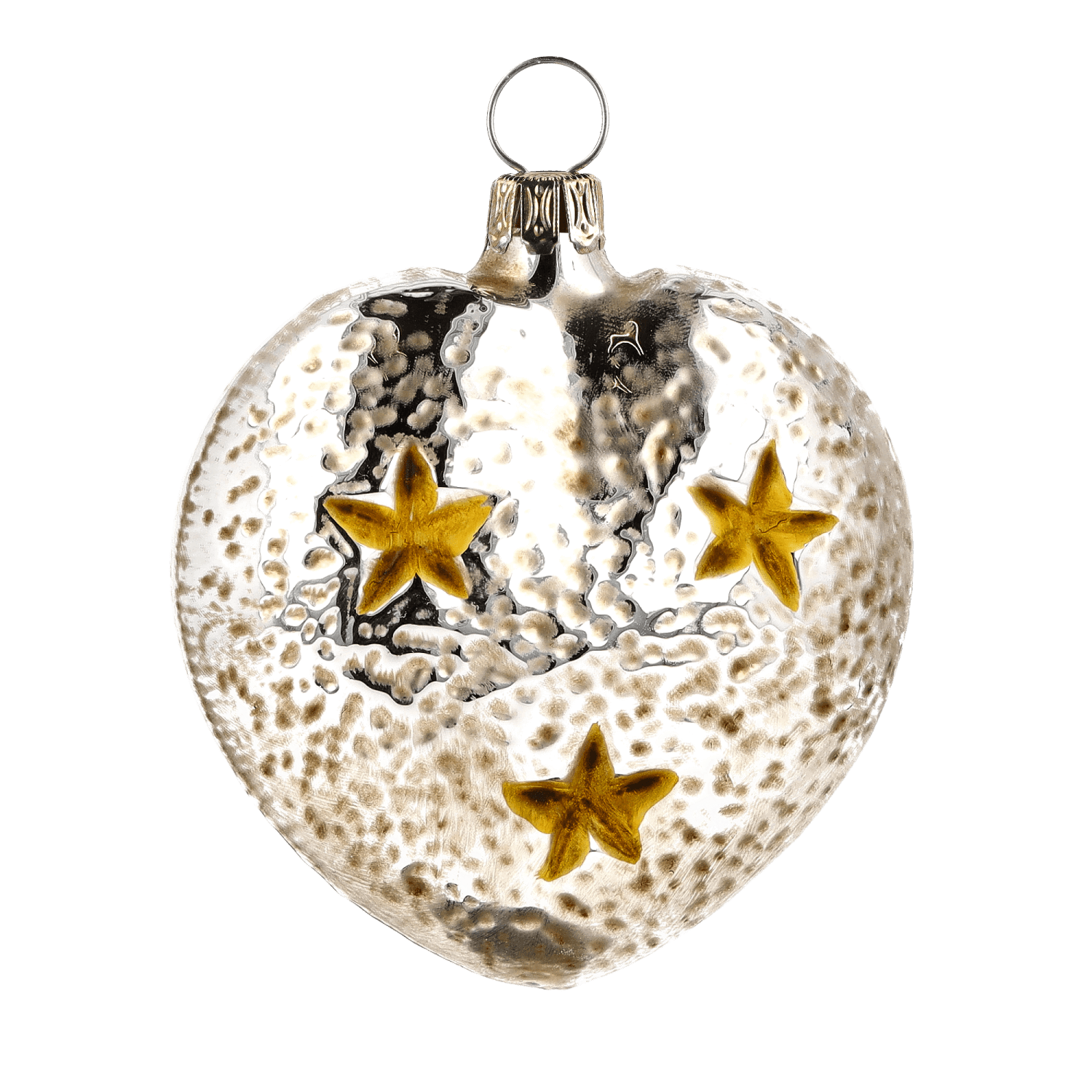 MAROLIN® - Glass ornament "Heart with church and stars red roof"