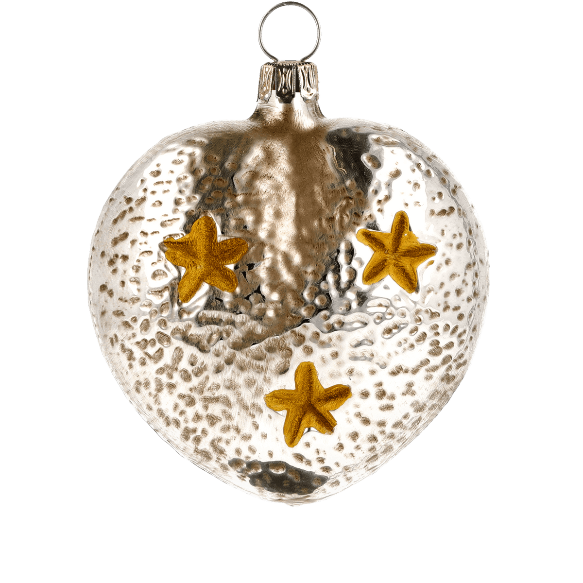MAROLIN® - Glass ornament &quot;Heart with church and stars blue roof&quot;