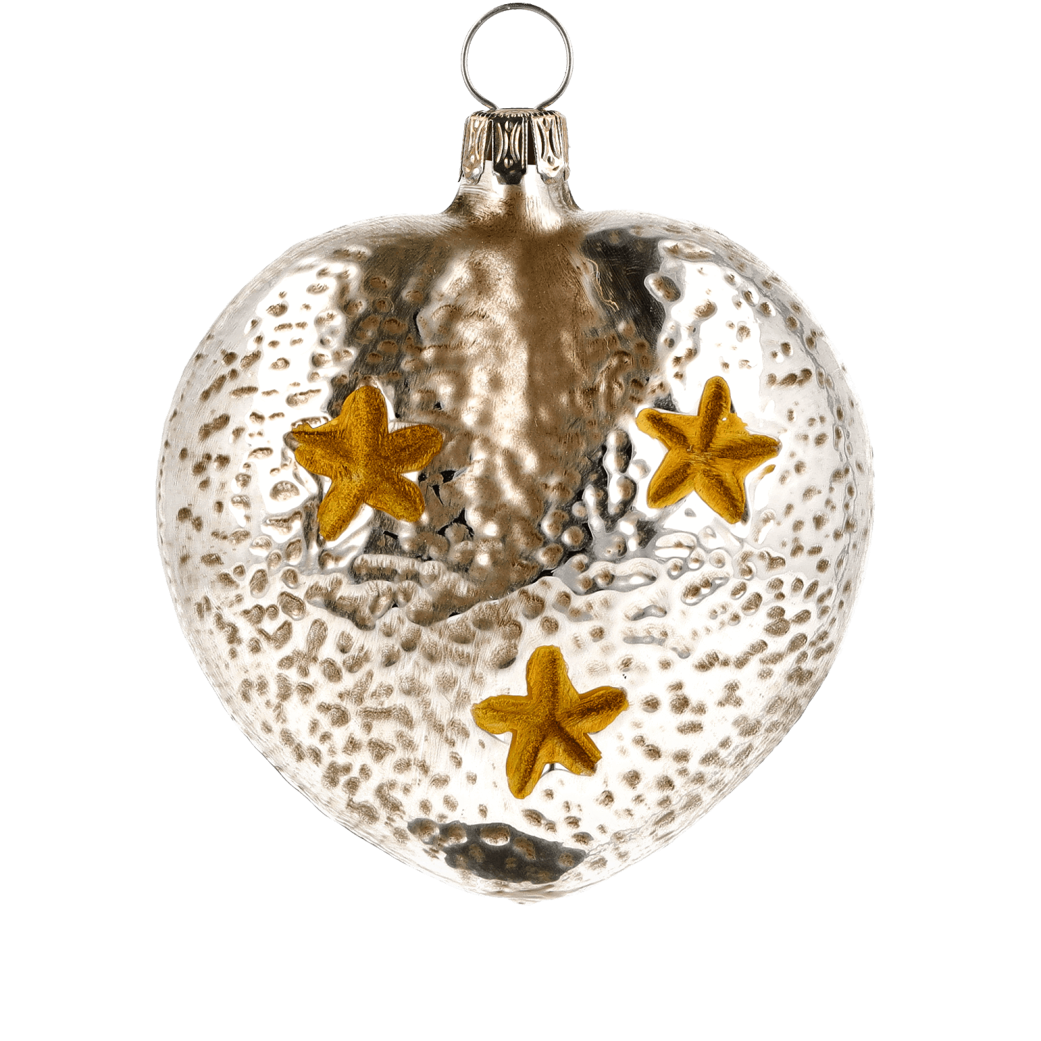 MAROLIN® - Glass ornament "Heart with church and stars blue roof"