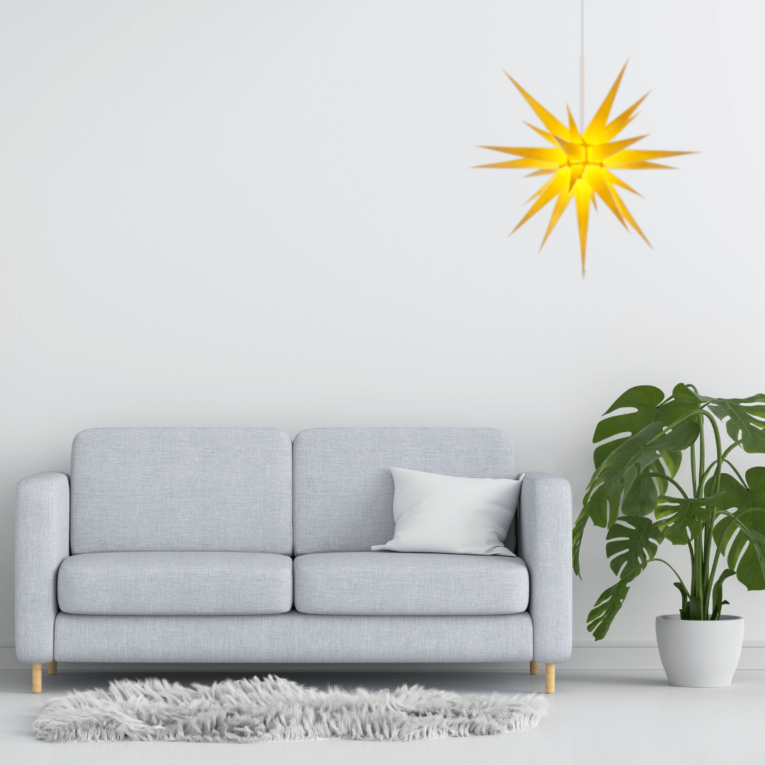 Original Herrnhut paper star, yellow, ~ 80 cm / 32 inch ø