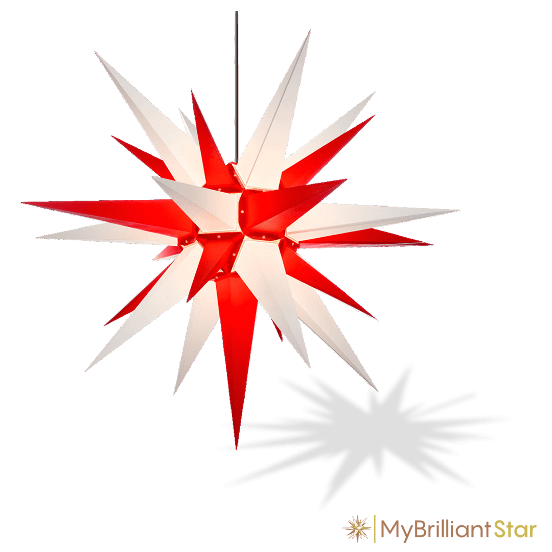 Original Herrnhut plastic star, white / red, ~ 130 cm / 51 inch ø