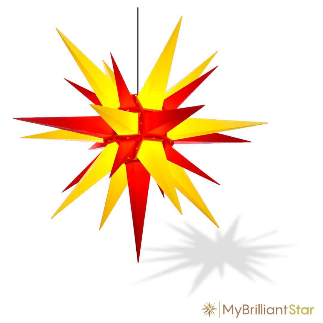 Original Herrnhut plastic star, yellow / red, ~ 130 cm / 51 inch ø