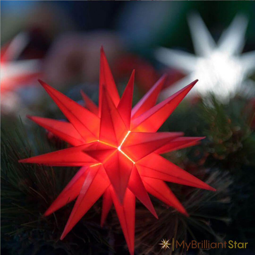 lightning Original Herrnhut plastic star, red, ~ 13 cm / 5 inch ø