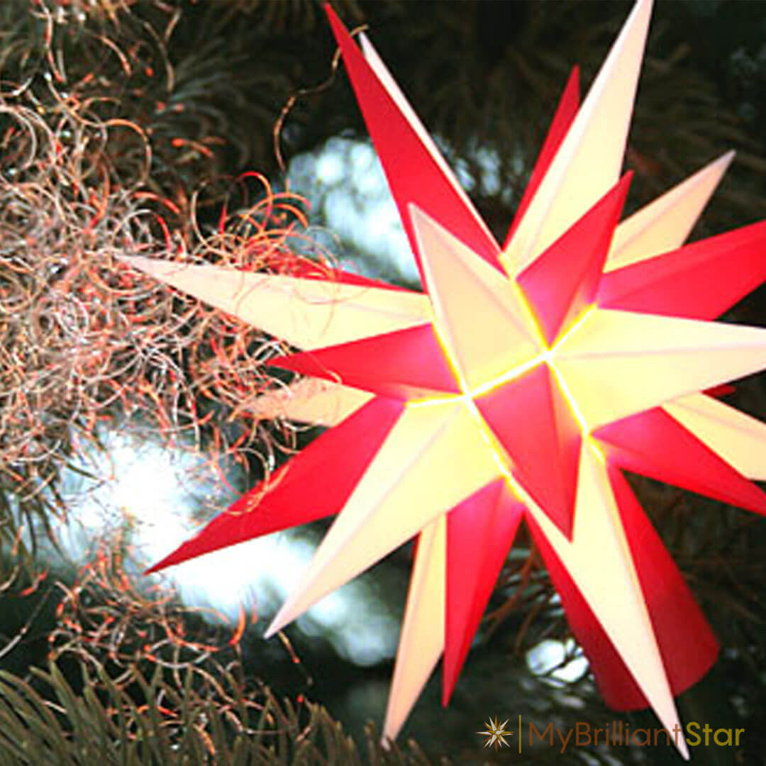 Original Herrnhut plastic star chain, white / red, ~ 12 m / 470 inch length