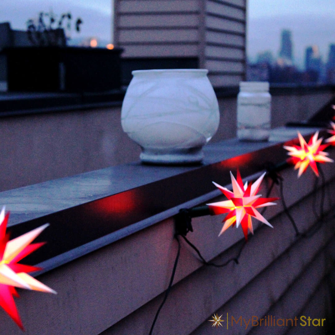 Original Herrnhut plastic star chain, white / red, ~ 12 m / 470 inch length LED